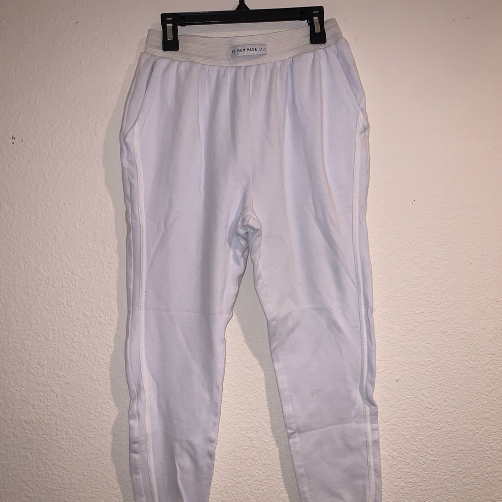 My mum made it white jogger pants